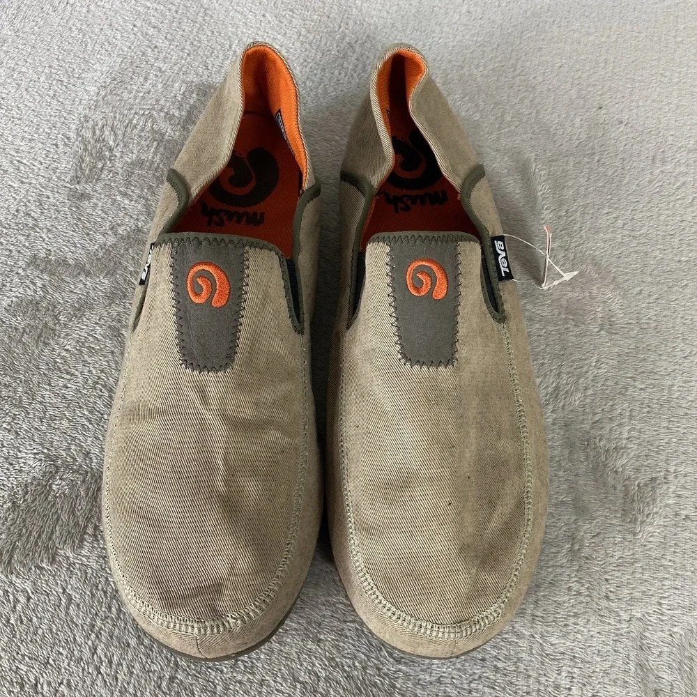 Teva Mush Frio Mens Slip On Loafer Shoes Size 11 Brown Canvas Comfort NEW